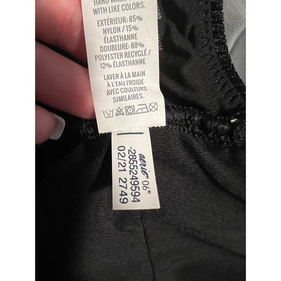 NWT Aerie Women's Ribbed Shimmer Banded Wide Strap Scoop Bikini Top True Black S - Picture 11 of 11